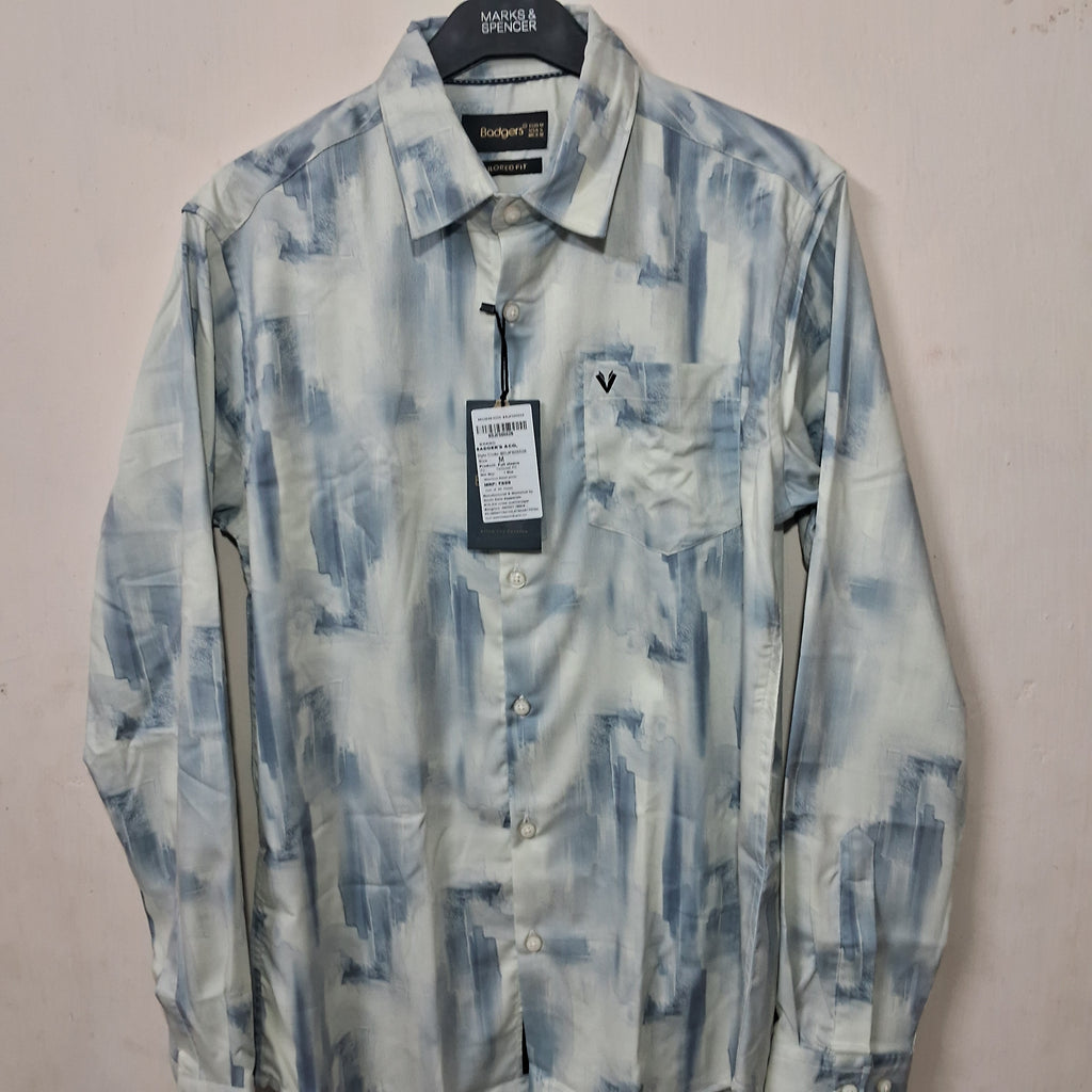 Badgers Men's Cotton Slim Fit Print Full Sleeves Casual Shirts